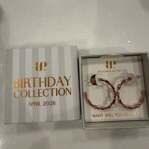 Birthday Collection Rose Gold Hoop Earrings - April 2026